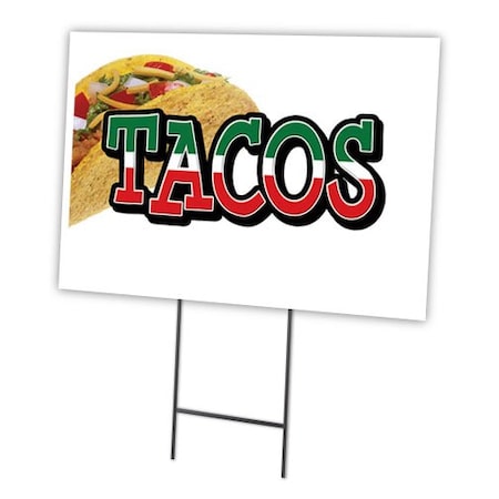 Tacos Yard Sign & Stake Outdoor Plastic Coroplast Window